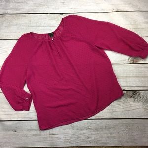 J. Crew Blouse- Pink Sheer Loose Yarn Puff-Medium